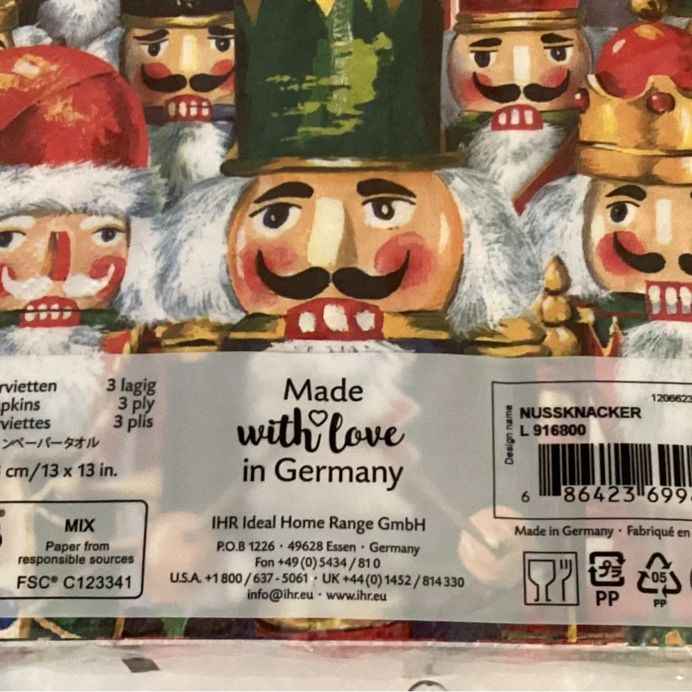 Nutcracker Themed Party Napkins Pack of 20 Festive Multicolor Design